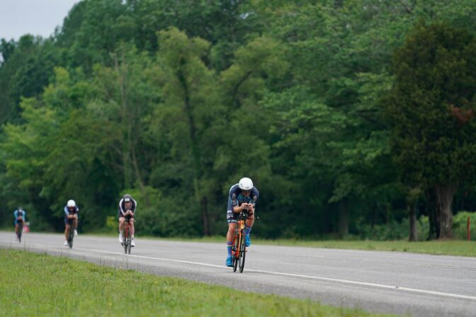 BENTON HARBOR, MICHIGAN - JUNE 27: Athletes compete during the cycling portion of the IRONMAN 70.3 Steelhead on June 27, 2021 in Benton Harbor, Michigan. (Photo by Patrick McDermott/Getty Images for IRONMAN)