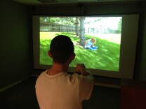 LAPD officer inside the department Force Option Simulator at headquarters building March 11.