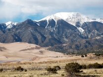 Great Sand Dunes National Park at the base of the Colorado Rockies. 