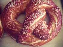 A homemade laugenbrezeln. An authentic German pretzel made with lye. 