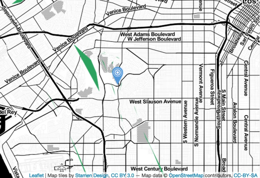 Map shows location of quake centered near the Park-Windsor Hills area.