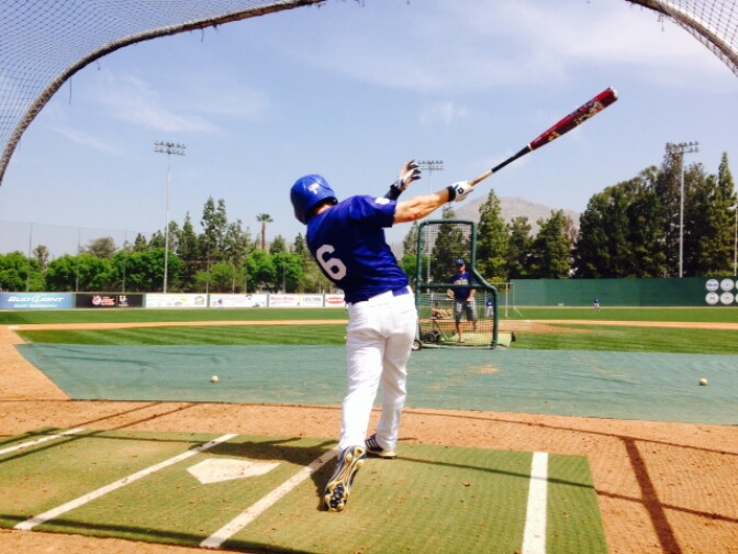 UC Riverside center fielder Devyn Bolasky during batting practice. Bolasky trained with Ultimeyes during the 2013 season.