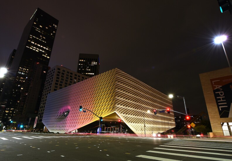 Broad Museum outdoors at night