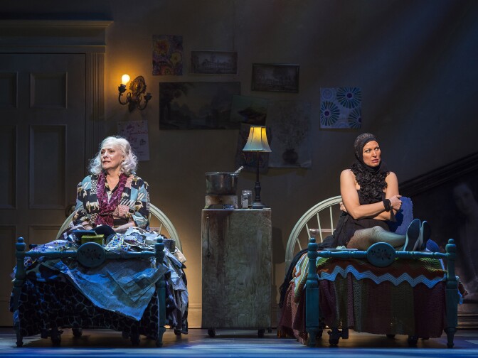L-R: Betty Buckley and Rachel York in "Grey Gardens" The Musical. Directed by Michael Wilson, "Grey Gardens" plays at Center Theatre Group/Ahmanson Theatre through August 14, 2016. The book is by Doug Wright, music by Scott Frankel and lyrics by Michael Korie. "Grey Gardens" is based on the film by David Maysles, Albert Maysles, Ellen Hovde, Muffie Meyer and Susan Froemke. For tickets and information, please visit CenterTheatreGroup.org or call (213) 972-4400. Contact: CTGMedia@ctgla.org / (213) 972-7376.
Photo by Craig Schwartz.