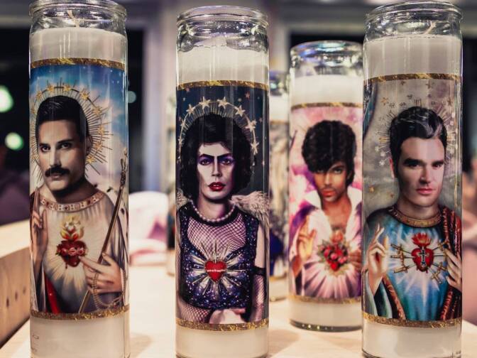 Candles on sale at the store Unlisted, one of the participants in the monthly Downtown Santa Ana Artwalk.