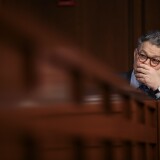 WASHINGTON, DC - MARCH 21: Sen. Al Franken (D-MN) listens as Judge Neil Gorsuch testifies during second day of his Supreme Court confirmation hearing before the Senate Judiciary Committee in the Hart Senate Office Building on Capitol Hill, March 21, 2017 in Washington. Gorsuch was nominated by President Donald Trump to fill the vacancy left on the court by the February 2016 death of Associate Justice Antonin Scalia. (Photo by Drew Angerer/Getty Images)