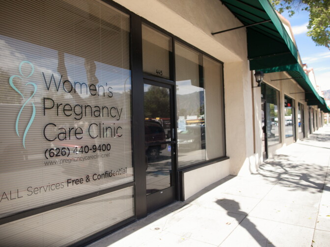 The Women's Pregnancy Care Clinic in Pasadena, Calif. offers basic services like pregnancy tests and ultrasounds, but women are referred elsewhere if they choose to terminate a pregnancy. Kuiphof said that their goal is to offer information and support to aid women in their decisions and that the clinic is choosing to not comply with a new California law mandating that licensed clinics display information about abortions.