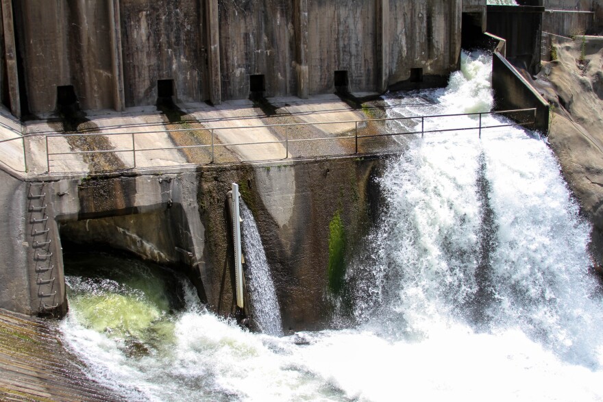 The San Gabriel Dam allows a constant supply of water to the San Gabriel River feeding the Morris Dam in Los Angeles County, California on June 7, 2017.