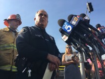 Los Angeles School Police Chief Steve Zipperman addresses reporters during a press conference following a gun incident at Sal Castro Middle School in L.A.'s Westlake neighborhood. 
