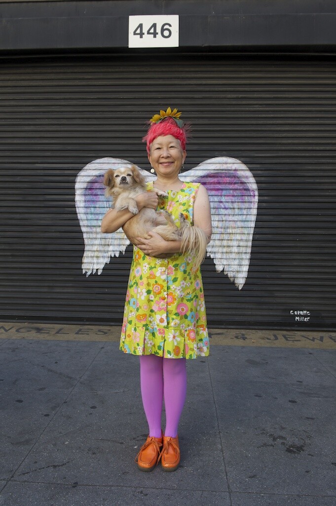 Amy Inouye (Chicken Boy's mom), Scarlet the dog, and Colette Miller's wings.