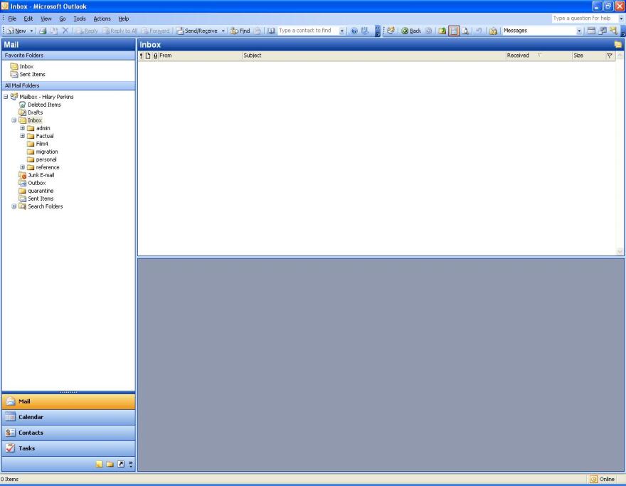 An empty email inbox.