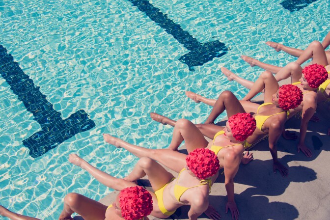 Press photo for the L.A. based aquatic dance company Aqualillies