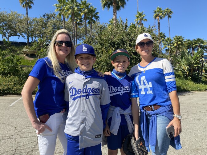 Image of family at baseball game at Dodger Stadium