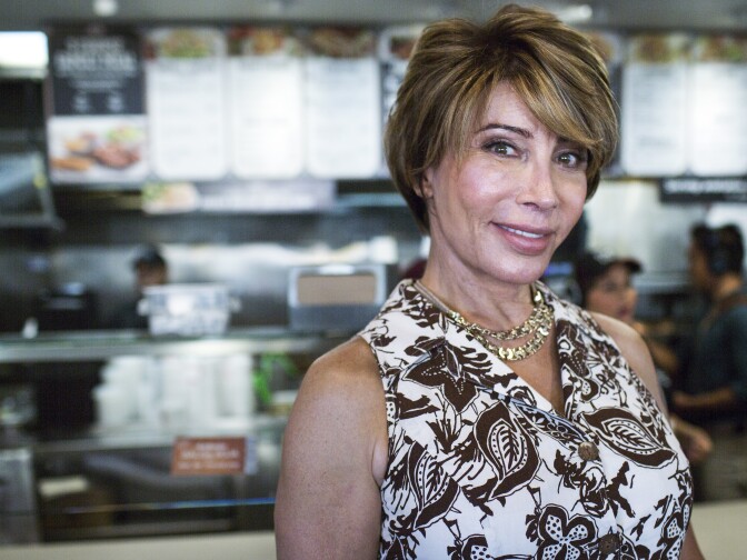 Michaela Mendelsohn is a transgender activist, public speaker and businesswoman. Mendelsohn stands inside an El Pollo Loco franchise she owns on South Western Avenue at Venice Boulevard on Wednesday afternoon, July 14, 2016.