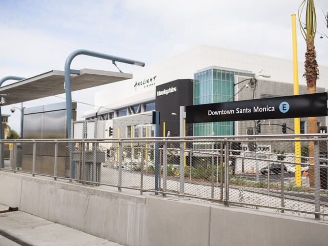 Members of the Metro board of directors take a sneak peek ride from the Culver City to Downtown Santa Monica Stations on the new Expo Line extension on Monday morning, May 9, 2016. The line opens to the public on May 20.