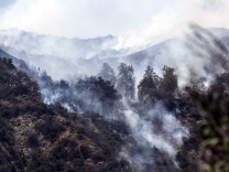 Aircraft make water drops over the San Gabriel Complex fire on Tuesday afternoon, June 21, 2016 in Bradbury near Spinks Canyon Road.