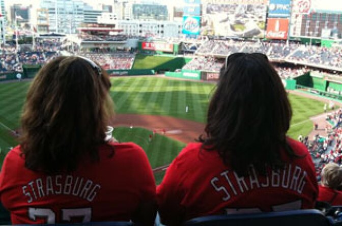 Stephen Strasburg debuted Tuesday night for the Washington Nationals; fans wearing Strasburg shirts were everywhere at the game