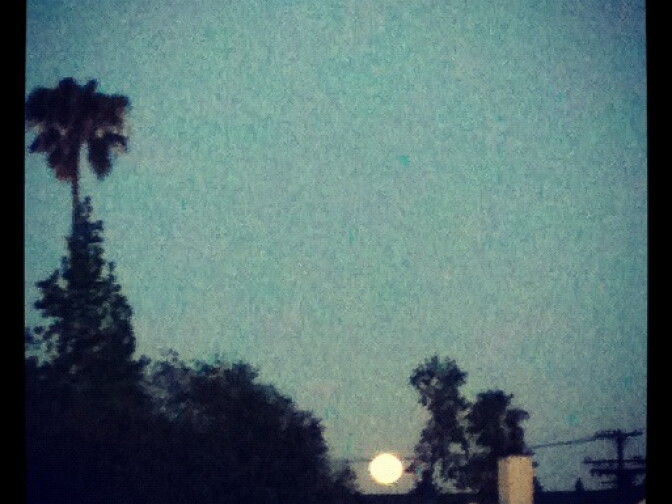An instagram of the moon, pictured in Pasadena. According to NASA Science News, the best time to look is when the Moon is near the horizon, because low-hanging Moons look unnaturally large when they beam through trees, buildings and other foreground objects.