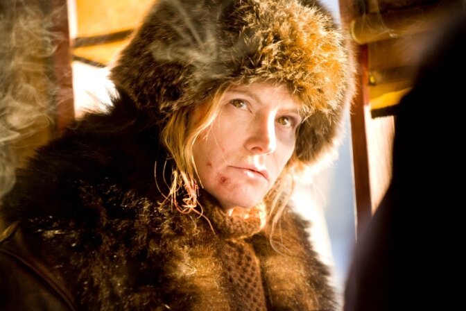 Jennifer Jason Leigh is nominated for an Oscar for "Best Supporting Actress" for her role as Daisy Domergue in "The Hateful Eight." 