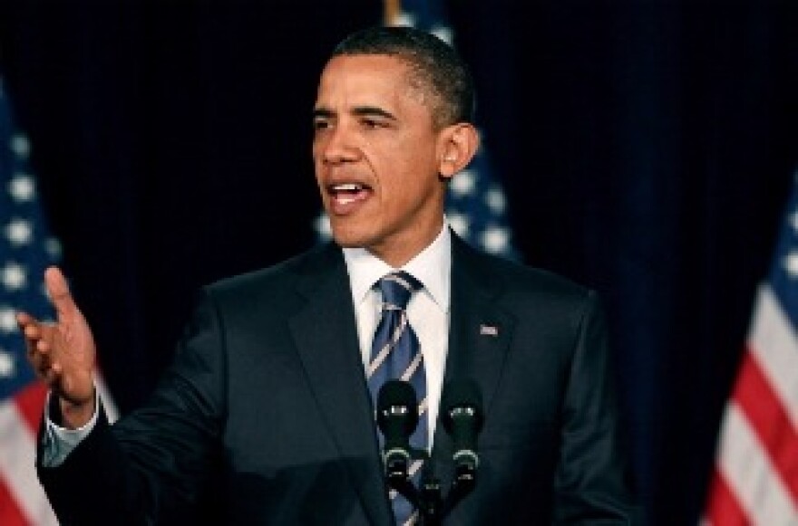 U.S. President Barack Obama speaks about fiscal policy at George Washington University on April 13, 2011 in Washington, DC.