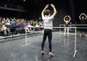 At a workshop ahead of auditions, current dance students at the L.A. County High School of the Arts demonstrate their technique. 