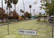 This section of Griffith Park Blvd in Silver Lake has been blocked off to traffic to create a pedestrian plaza. The Los Angeles Department of Transportation is taking applications from community groups who want something similar in their neighborhood.