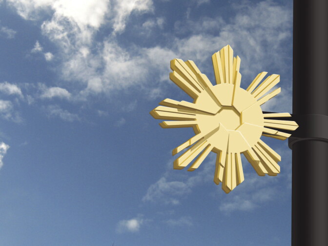 A rendering of one of the fixtures, representing the golden sun from the Philippine national flag and symbolizing unity. 