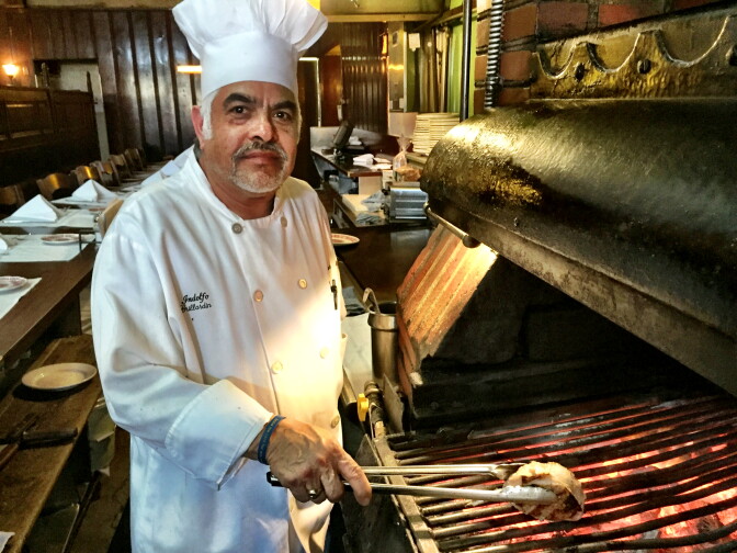 Indolfo Rodriguez worked at Schwab's for 14 years, then came to Musso and Frank to work the grill 22 years ago. 