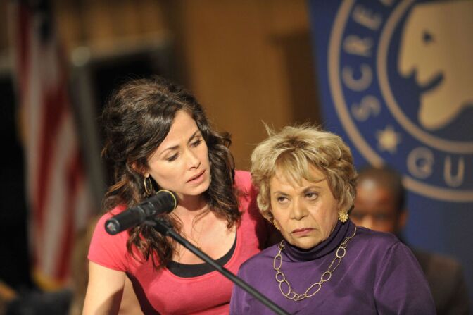 LOS ANGELES, CA - NOVEMBER 05: Valerie Cruz and Lupe Ontiveros participate in the staged reading of events of the heart "A heart United" held at the James Cagney Boardroom on November 5, 2009 in Los Angeles, California. (Photo by Toby Canham/Getty Images) *** Local Caption *** Velarie Cruz;Lupe Ontiveros