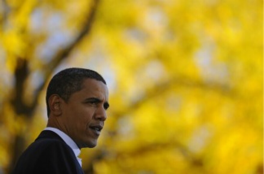 U.S. President Barack Obama speaks at a campaign rally in Colorado during his campaign for the presidency on October 26, 2008.