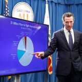 Gov. Gavin Newsom at a state budget presentation earlier this year