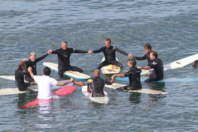 Surfers come together at last year's "Blessing of the Waves" in Huntington Beach, CA. 
