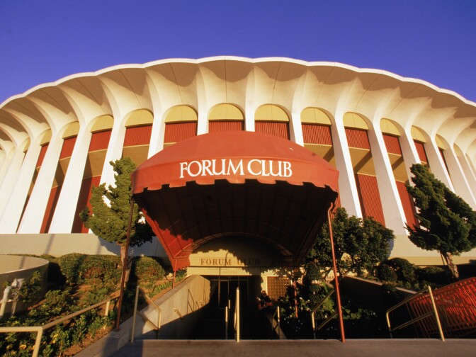 A general view of exterior of The Great Western Forum taken during the 1987 season in Inglewood, California. 
