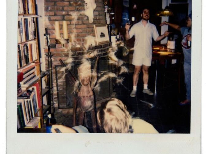 The white, hazy image on this Polaroid photo spells out the word "yes." Paranormal investigators have found that if you ask a question inside the "ghost writer" house in Glassel Park that sometimes you'll get an answer. 