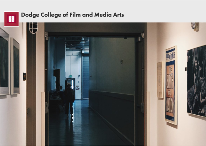 Screenshot of Dodge College of Film and Media Arts webpage. The image shows the "Birth of a Nation" poster that was taken down after a faculty vote on April 22, 2019.