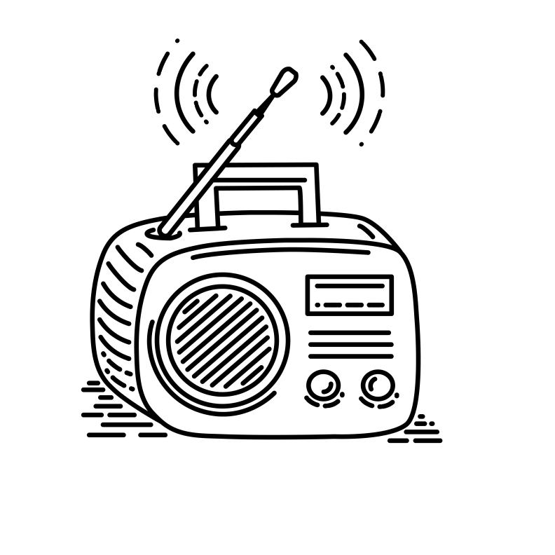 Illustration of a boom box or portable radio