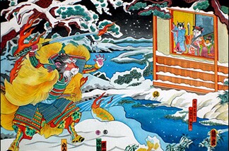 "Apparition" (2008), one of Moira Hahn's typical anthropormorphic Japanese-style watercolor works.