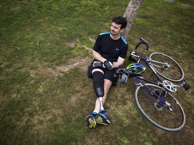 One year ago on February 17, 2013, Damian Kevitt was struck by a car while biking in Griffith Park. After spending four months in the hospital and having his right leg amputated, Kevitt is bicycling again.