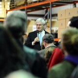 Republican presidential candidate Newt Gingrich speaks during a townhall meeting in Hiawatha, Iowa, on December 19, 2011. Gingrich, working to revive his flagging campaign, said Monday that the death of North Korean leader Kim Jong-Il highlighted the need for a strong US military. Gingrich, written off as politically dead a few months ago, recently surged to seize the frontrunner's mantle from former Massachusetts governor Mitt Romney but then fell back under an onslaught of attacks from his rivals. AFP Photo/Jewel Samad (Photo credit should read JEWEL SAMAD/AFP/Getty Images)