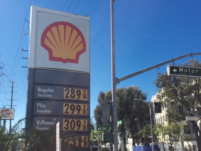 At a Shell station in Culver City, CA, gas was nearly a gallon higher than the national average on December 23, 2015.