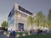 The Natural History Museum west wing at night (view from southwest).