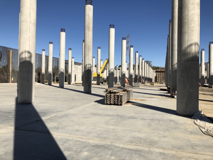 The reservoir is big enough to fit more than four football fields. It includes hundreds of 30-ft concrete columns to hold up the roof being built.