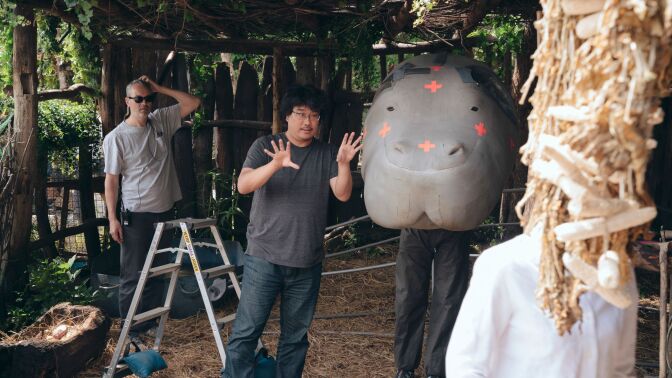 Bong Joon Ho on the set of OKJA