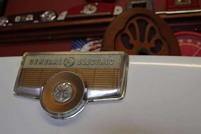 A classic General Electric refrigerator. 