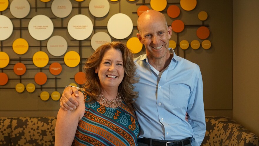 Actress Ann Dowd and The Frame's John Horn at KPCC.  