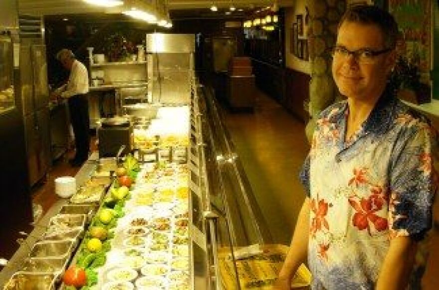 Local pop historian Charles Phoenix, breakfasting at Clifton's Brookside Cafeteria, 2009.