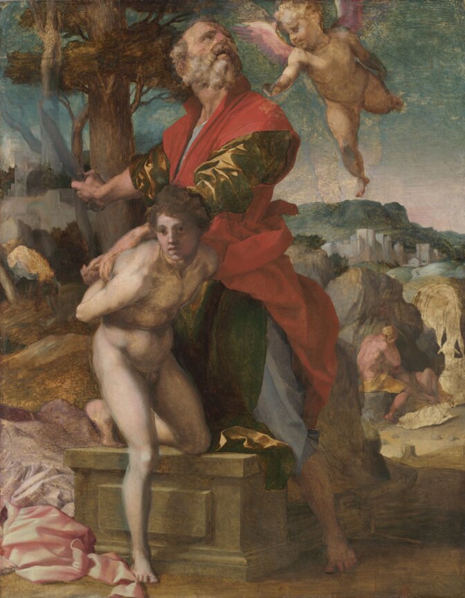 "The Sacrifice of Isaac," about 1528, Andrea del Sarto, oil on panel, on loan from the Cleveland Museum of Art for an exhibit on del Sarto at the Getty.