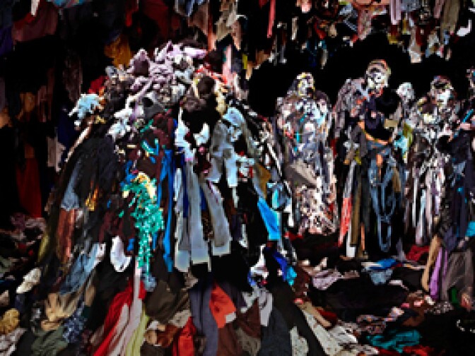 Interior shot of Jennifer Vanderpool and James Gilbert’s “Worker” installation at Pitzer College’s Lezner Gallery.