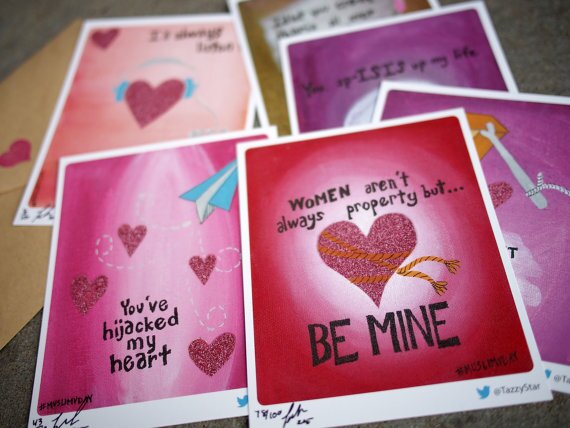 Looking for a card with more than mushy messages this Valentine's Day? Tanzila Ahmed has a whole line of politically themed alternative cards for your loved one.