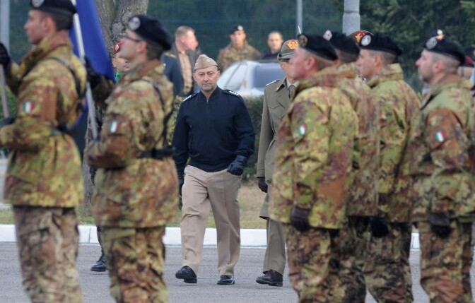 Supreme Allied Commander Europe (SACEUR) Admiral James Stavridis during the departure Ceremony for OTAN Rapid Deployable Corps - Italy bound for Afghanistan at Ugo Mara Barracks on January 10, 2013 in Solbiate Olona, Italy. (Pier Marco Tacca/Getty Images)